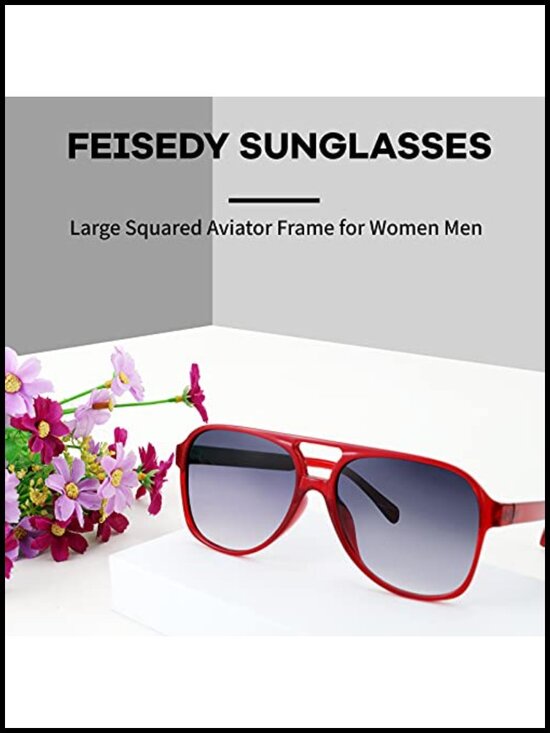 Vintage Retro 70s Plastic Aviator Sunglasses Women Men Classic Large Squared main image 5